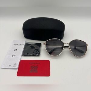 Salvatore Ferragamo Women Sunglasses Silver/ Grey Full Rim Frame SF264S 785 New